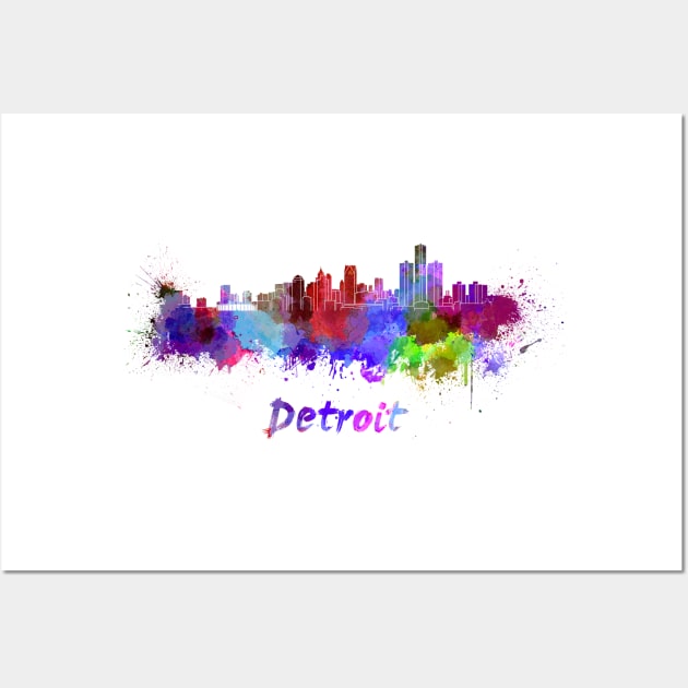 Detroit skyline in watercolor Wall Art by PaulrommerArt